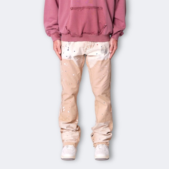 MNML Other - MNML NWOTs Flare Denim Pants - Khaki with Paint Splatter | B243 | Size 34